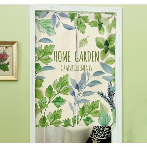 Green Plant Linen Door Curtain Tapestry Study Room Bedroom Home Decor Kitchen Curtain