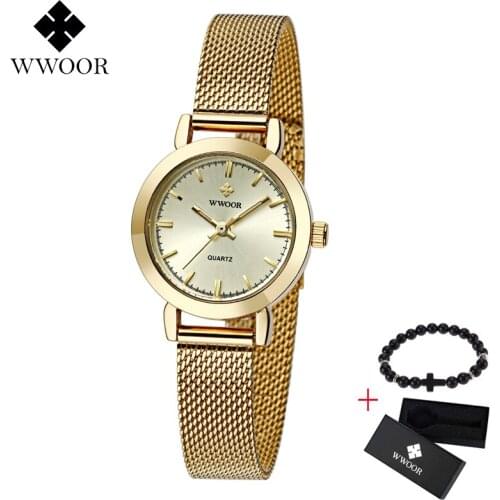 2019 WWOOR Quartz Women Watches Brand Luxury Stainless Steel Mesh Band Ladies Dress Watch Wristwatch Clock Female Gift Relogio