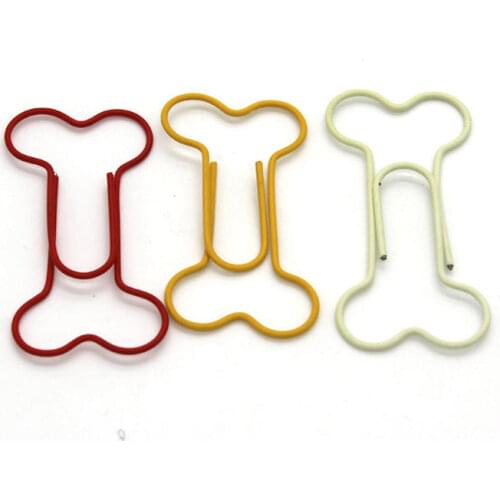 24PCS/Set Bone Shaped Paper Clips, 38x19mm, Colored Paperclips for Office School & Personal Document Organizing Work