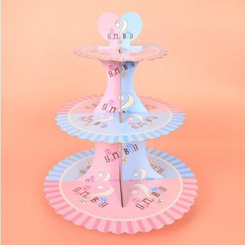 3 Tier Paperboard Cake Plate Baby Shower Cake Stand Cake Decorating Table New Paper Tray Display