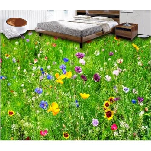 Custom photo 3d flooring mural self - adhesion wall sticker Flowers grass Home decoration 3d wall murals wallpaper for walls 3 d