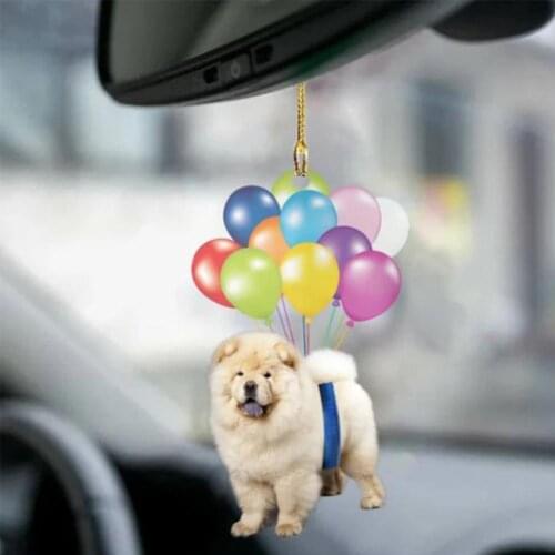 Acrylic Car Hanging Ornament Cute Dog Keychain Hanging With Balloon Happy Colorful Hanging Pendant Gift Ornament New