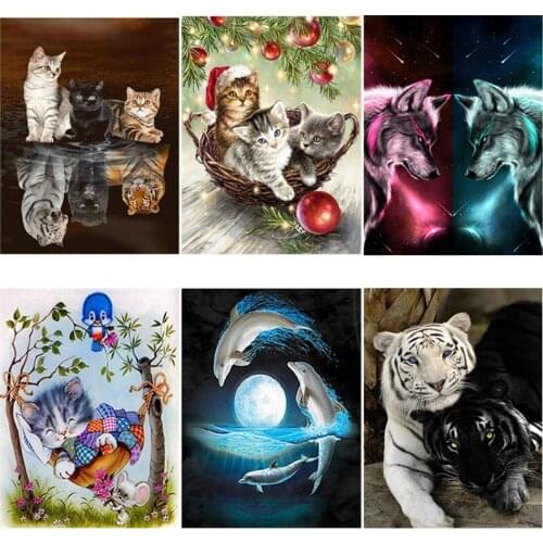 DIY 5D Diamond Painting Cat Diamond Embroidery Cross Stitch Animal Farm Mosaic Full Round Drill Rhinestone Art Wall Home Decor