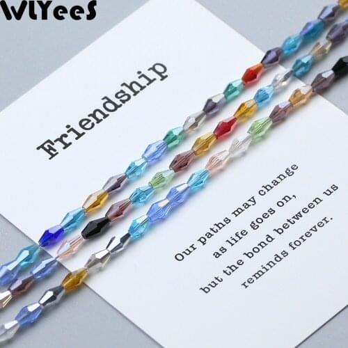 WLYeeS 3*6mm Faceted Austrian Long Bicone crystal beads 100pcs/lot cone glass Loose Spacer bead for Jewelry bracelet making DIY