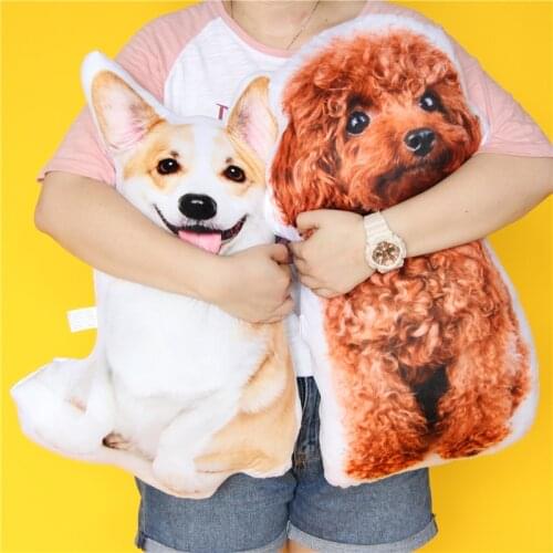 Auto Simulation Dog Cat Corgi Husky Teddy Pillow Cushion Back Waist Brace Lumbar Pillow Stuffed Toys Creative Doll Office Seat