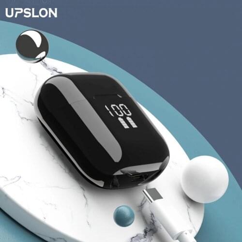 UPSLON Bluetooth 5.0 Earphones Digital Display Wireless Headsets Mini TWS Intelligent Touch Control In-ear Headphones for Gaming