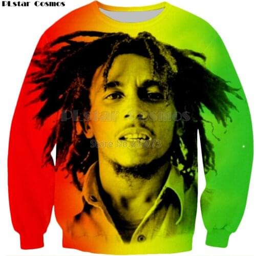 PLstar Cosmos Brand clothing 2018 New style Hip hop Sweatshirt Reggae Bob Marley characters Print 3d Mens Womens Pullovers