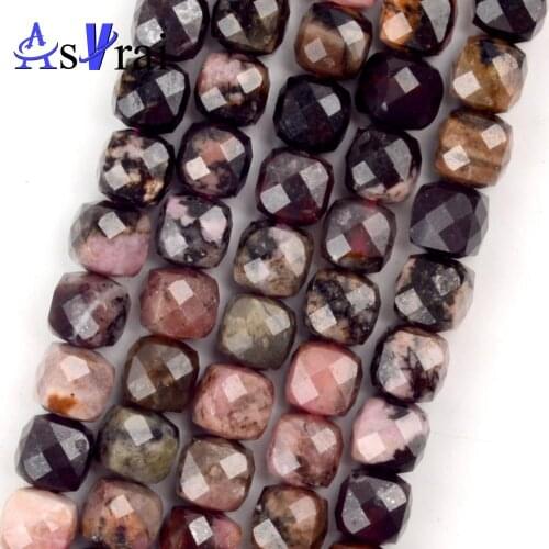 High Quality Genuine Natural Stone Faceted Black Lace Rhodonite Beads For Jewelry Making Square Loose Spacer Beads DIY Bracelet