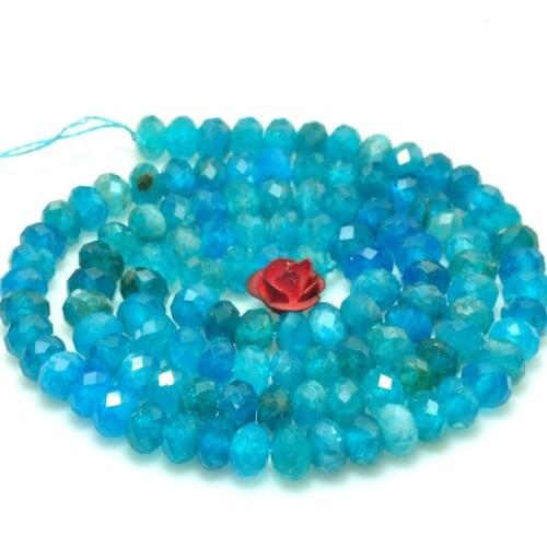 LOOSE BEADS blue Apatite roundelle faceted 4/6mm wholesale for DIY jewelry necklace 36cm
