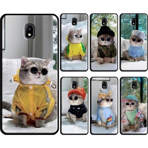 Cute cat with glasses For Samsung Galaxy J1 J3 J4 J5 J6 J7 2016 2017 A3 A5 A6 A8 A9 J2 Core J8 2018 Phone Case