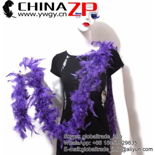 CHINAZP Factory www.ywgy.cn 40G 10yards/lot Cheap Decoration Dyed Purple Turkey Chandelle Feather Boas