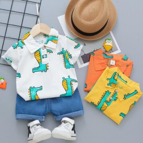 2021 New Arrival Baby Boy Clothes Summer Childrens Sets Cartoon Shirts Boutique Kids Clothing Shorts and Top Set Cute Clothes