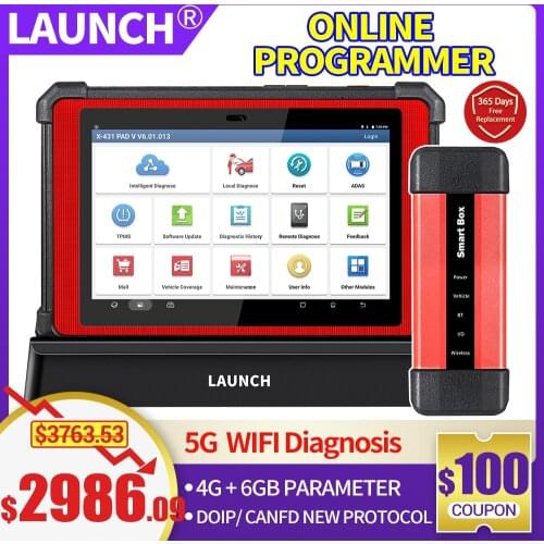 LAUNCH X431 PAD V 10.1' Car Diagnostic Tool OBD2 Full System Scanner ECU Online Programming J2534 DolP Active Test 30+ Reset