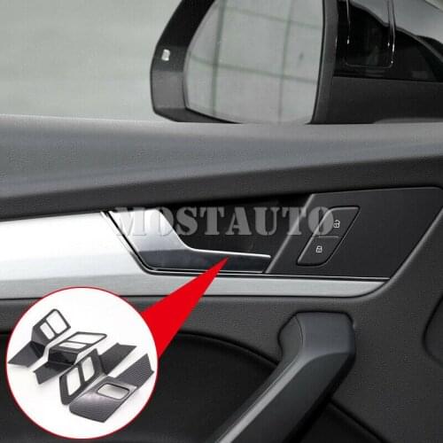 For Audi Q5 FY 2018 ABS Carbon Fiber Interior Inner Door Handle Bowl Frame 4pcs Car Accessories Interior Car Decor Car Trim