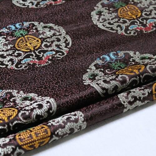 HLQON 75cm width brocade Tang suit coffee fabric for patchwork felt tissue telas bed sheet cheongsam dress children cloth coat