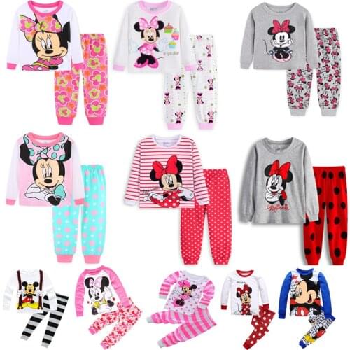 Spring Autumn Childrens Clothing Sets Boys Sleepwear Clothes Kids Mickey Pajamas Set Baby Girls Cotton Pijamas Minnie Pyjamas