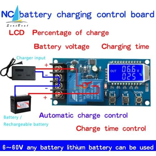 10A 30A 6-60V Lead-acid Solar Storage Battery Charger Control Module Digital Overcharge Protection Control Switch LED indicator