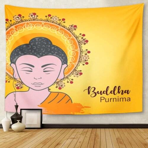 Beautiful Happy Buddha Purnima Gautam Jayanti Celebration Holiday Birth Birthday Tapestry Wall Hanging for Living Room Bedroom