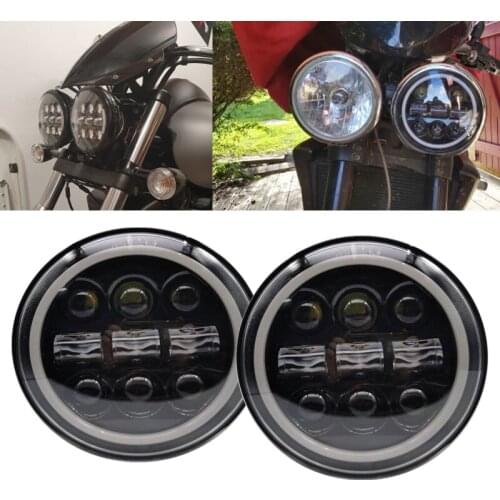 2X Motorcycle 5.75 5 3/4" Round moto Led Headlights for Harley Night Rod Special VRSCDX Indian Scout triumph Peterbilt 349 359