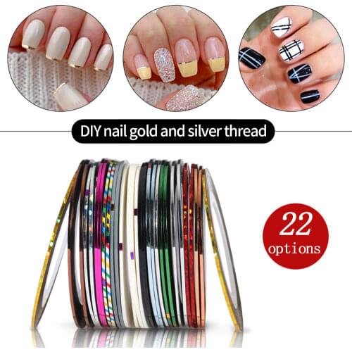LEAMX Hot One Roll 1mm-3mm 22 Colors Solid Color Striped Tape Line Nail Art Stickers Polished Applique Nail Art Decoration New