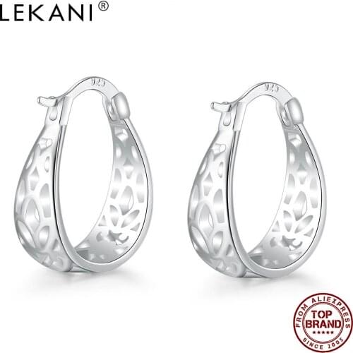 LEKANI Fashion Silver Plated Earrings Exquisite Carved Earrings For Womens Romantic Anniversary Fashion Jewelry Gift 2021