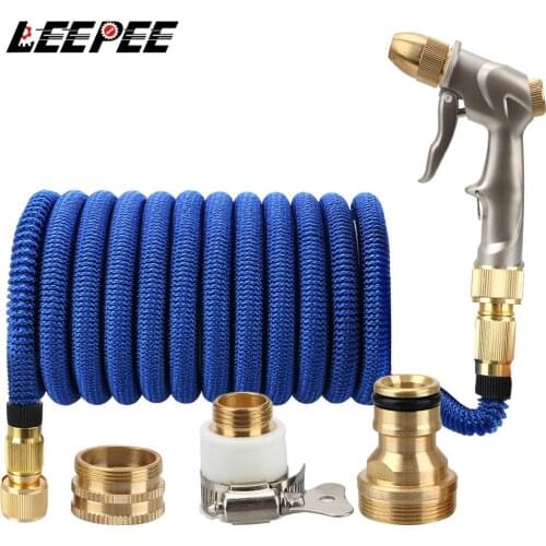 Adjustable Nozzle Metal Spray Gun Plastic flexible Car Wash Hose 25FT-100FT Garden Hose Telescopic Magic Hose High Pressure