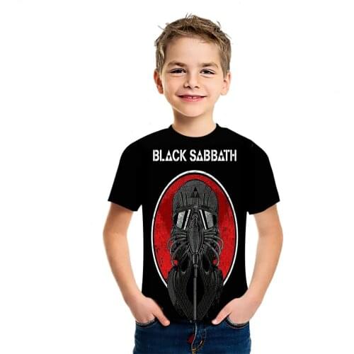 2021 Summer New Childrens Fashion Black Sabbath Rockband 3D Printed T-Shirt Hip Hop Rock Short Sleeve Street Cool Top
