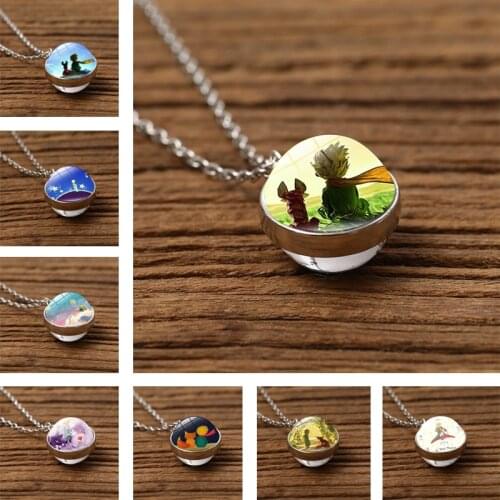 New Le Petit Prince B-612 Planet The Little Prince Pendant Necklace Fox Rose Classical Fairy Tale Glass Ball Douside Necklace