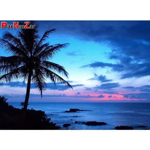 ParNarZar Diamond Painting Full Drill Round Diamonds Coconut Beach Handmade Craft Mosaic Kits Cross Stitch Needlework