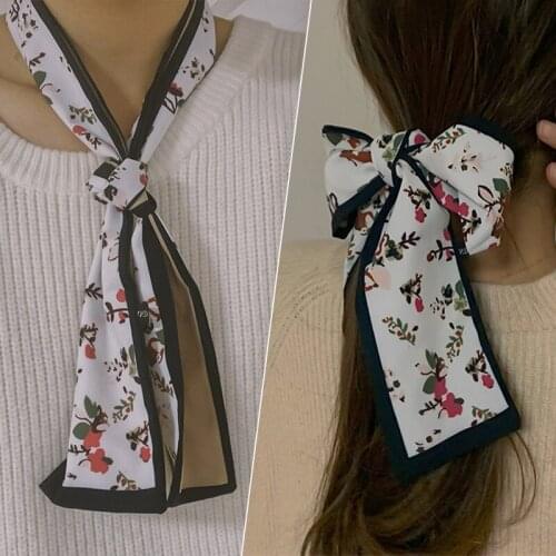 2021 Bow-knot Hair Band Casual Hair Accessories Soft Silk Scarf Ribbon Headdress for Women and Girls Fresh-colored Decorations