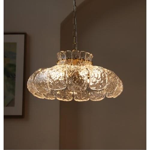 Retro Melting Ice Glass French Luxury Villa Restaurant American Living Room Bedroom Bar Lights Chandelier Lamps