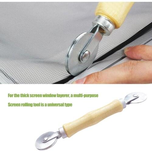 Wooden Handle And Steel Wheels Rolling Tool Double Window Installation Hand Spline Roller Household Durable Screen Door