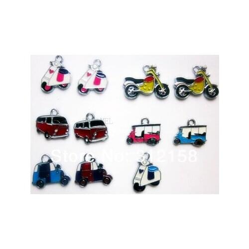 S43! Wholesale 100Pcs/Lots DIY Alloy Enamel mixed Cars and motorcycles Charms Metal Charms