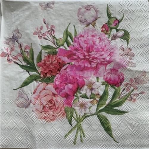 Beautiful napkins paper tissue floral pattern peony flower butterfly handerchief decoupage craft wedding birthday party decor