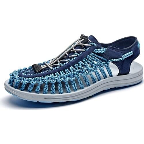 Summer Big Size 39-46 Men Sandals Fashion Handmade Weaving Design Breathable Casual Beach Shoes Outdoor Sandals For Men