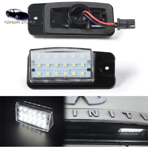 2Pcs LED License Plate Lights Lamp For Infiniti Q45 EX25 EX35 EX37 FX35 FX37 FX50 QX50 QX70 White No Error