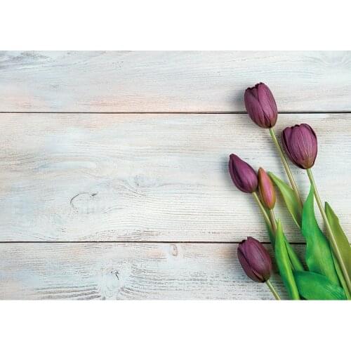 Wooden Board Tulips Flowers Photo Backdrops Vinyl Cloth Photography Backgrounds for Children Baby Shower Photobooth Studio Props