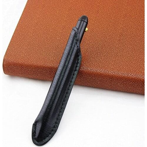Vintage Sign Pen Gel Black Ink Pure Copper For Travel, Office, Business Wood Metal Ballpoint Pen +Luxury Leather pencil case