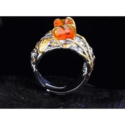 Vintage Thai Silver Jewelry Fashion Jewelry Natural Opel S925 Sterling Silver High-end Custom Design Processing Open Ended Ring