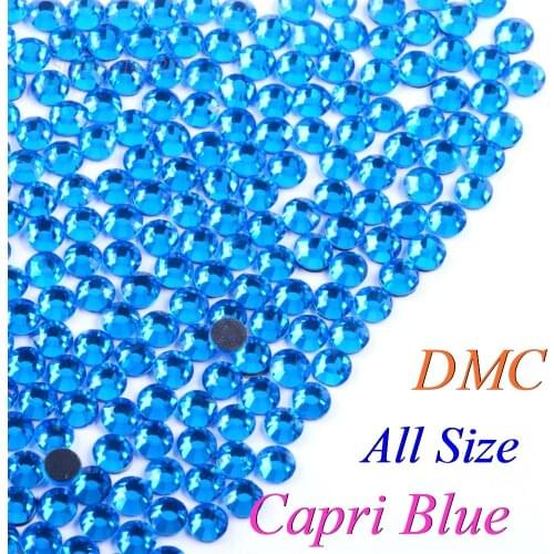 All Size! Capri Blue, DMC Hotfix Rhinestone SS6 SS10 SS16 SS20 SS30 Glass Crystals Stones Hot Fix Iron-On FlatBack With Glue