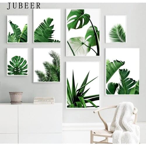 Green Leaves Wall Art Canvas Painting Monstera Palm Banana Posters and Prints Decorative Modern Picture Living Room Home Decor