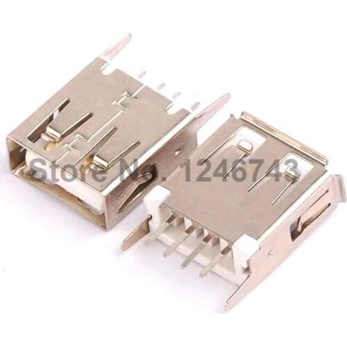 10PCS USB-A Type Interface Flat Head Socket (180 Degrees Straight) Welded USB Female