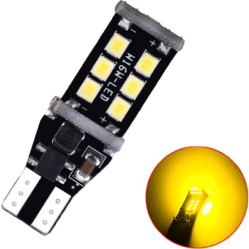 100Pcs/Lot Wholesale Yellow T15 W16W 15SMD 2835 LED Canbus Error Free Car Bulbs 12V For ReverseLights TailLights Brake Lights