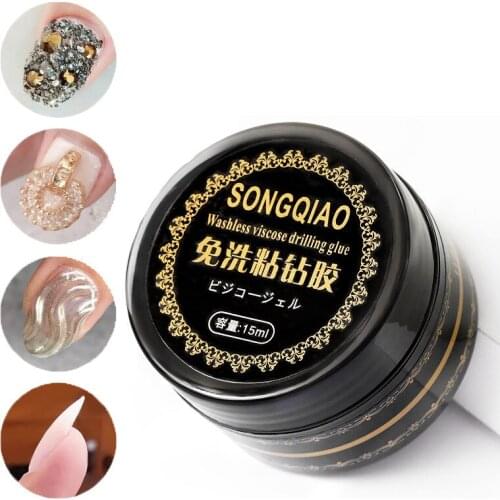 15ml Washless Nail Art Glue Gel Manicure Adhesive Rhinestone Sticker Adhesive Jewelry Diamond Beauty Nail Drilling Glue #TF
