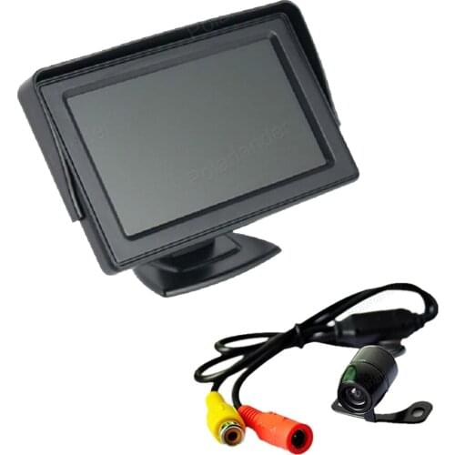 4.3" inch TFT LCD Display reverse priority 2-channel video input Car Monitor with Waterproof 170 Degree rear view Camera