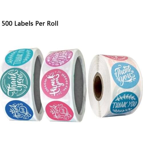 500pcs/roll 8 Styles Thank You Stickers Tags Handmade Scrapbooking Packaging Seal Labels Stationery