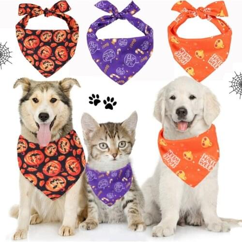 Halloween Pet Dog Bandanas Pet Neckerchief Scarf For Dog Cat Washable Pet Puppy Dog Saliva Towel Pet Triangle Bibs Accessories