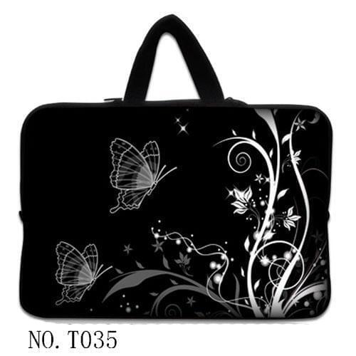Black Flower Laptop Bag 13 14 15.6 17 Laptop Sleeve for MacBook Air Pro 13 Matebook 14 Sleeve Women Men Soft Laptop Handbag