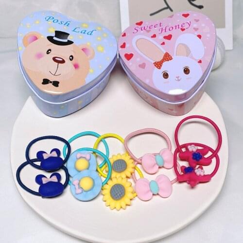 20Pcs/Set Baby Bow Elastic Hair Bands For Girls With Iron Box Nylon Headbands Easy To Store Cute Wave Headwear Hair Accessories