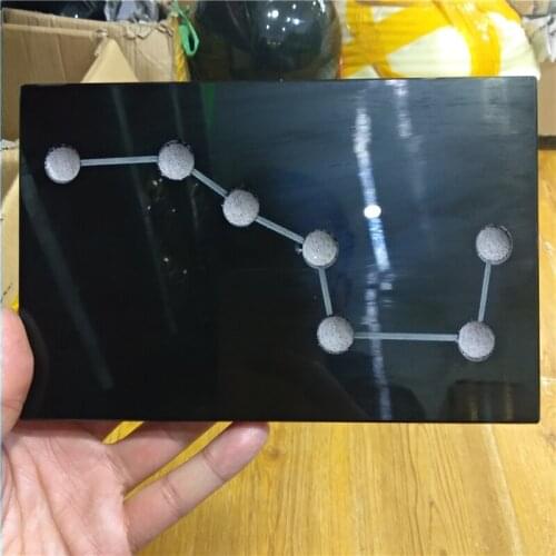 DHX SW big dipper seven-star array natural black obsidian rectangle chakra fengshui grid healing crystal stone room decor